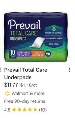 Prevail Total Care Underpads