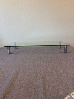 Glass Monitor Stand with Metal Legs