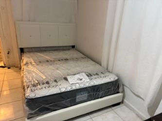 NEW BED FRAME FULL SIZE WITH MATTRESS AND BOX SPRING