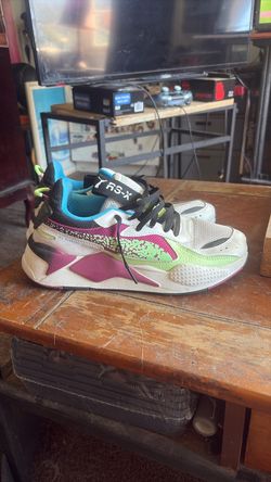 Puma RS X Running System Sneakers White Blue Pink Neon Men's 9.5
