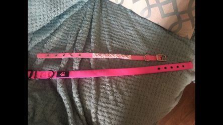 2 Pink Dog Collars, 1 S/M and 1 L/XL