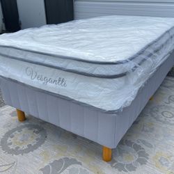 New In A Box Queen Size 16”h Platform Bed Frame $120 Or $385 With Mattress 