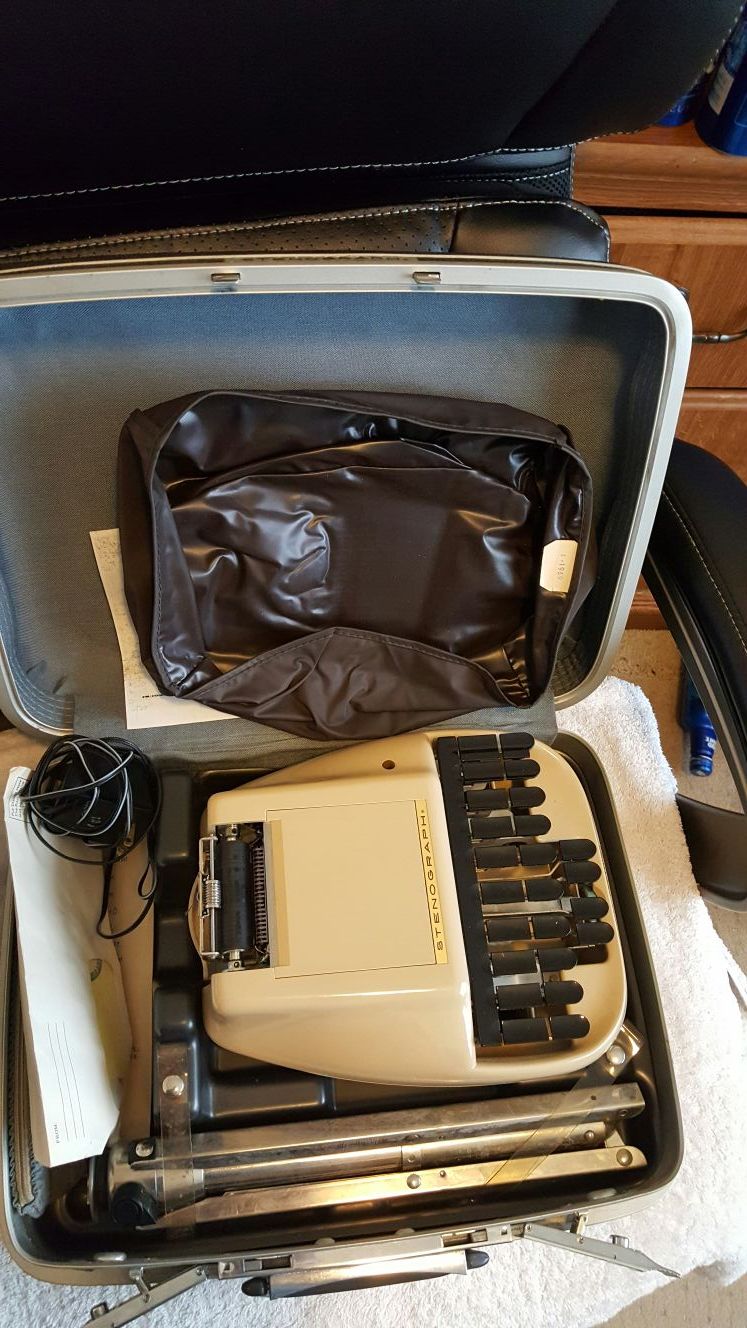 Vintage Stenograph Shorthand Machine (Reporter Model)With Case & Stand