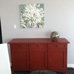 Chinese-style Solid Wood Sideboard / Red Vintage Buffet / Console