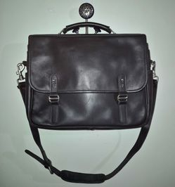 🔥Franklin Covey Black Premium Full-Grain Leather Laptop Briefcase Messenger Bag