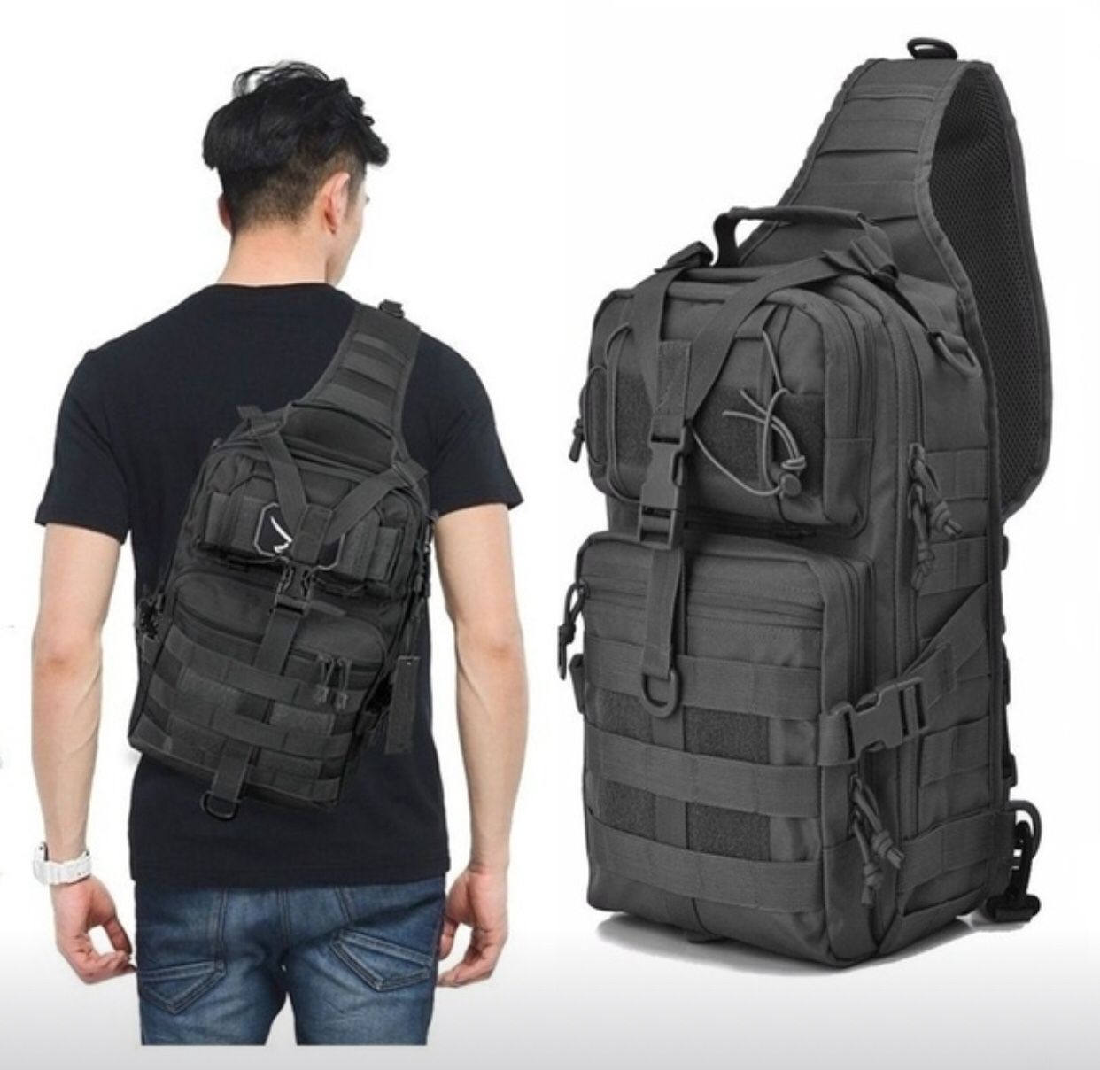 Military style tactical sling backpack