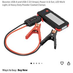 VECTOR SS16LV 1600 Peak Amp Lithium Jump Starter Battery Booster, USB-A and USB-C (3.1 Amps), Power in & Out, LED Work Light, & Heavy Duty Powder Coat
