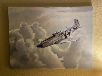 Aviation Oil Original Painting Art P51