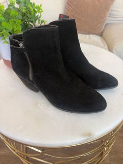 Frye Black Suede Ankle Booties with Side Zip