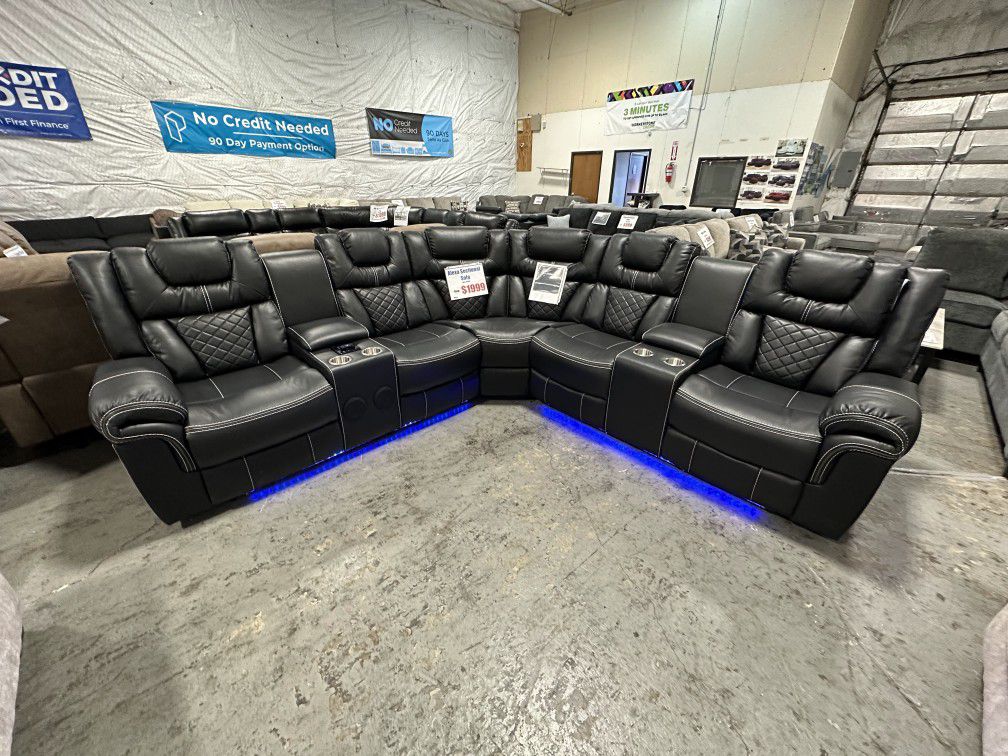 Sectional Sofa Recliner With Bluetooth Speaker Brand New.$49 down same day delivery available 