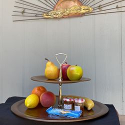 Vintage Rio Grande Two Tier Wooden Fruit Tray . 