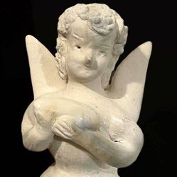 Vintage Primitive Dying Art Terra Cotta Pottery Angel Candle Holder From Central American Chinaulta Village Handformed By Guatemala Pocoman Indian Wom