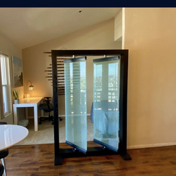 One Modern Solid Wood Room Partition with Glass Doors