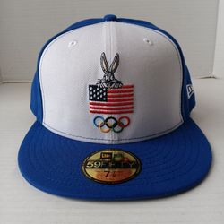 7 7/8 Bugs Bunny Looney Tunes x Team USA New Era Flag 59FIFTY Fitted Hat White Blue