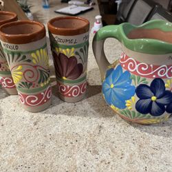 Handpainted Serving Set From Cozumel Mexico 