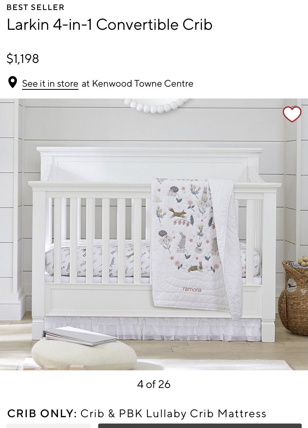 Pottery Barn 3 In 1 Larkin Crib for Sale in San Antonio, TX OfferUp