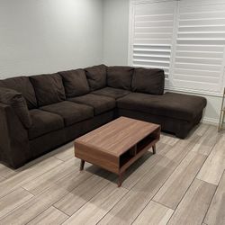 Dark Brown Sectional 2 Pieces - Free Delivery 