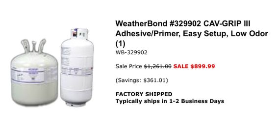 WeatherBond #329902 CAV-GRIP III Adhesive/Primer, Easy Setup, Low Odor