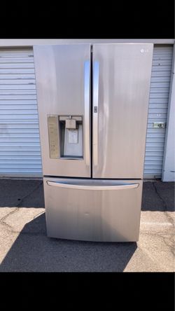 LG Fresh Door Stainless Steel 3-Door Refrigerator (Ice Maker Not Working) - In good, clean, and attractive condition. One-month warranty. Delivery ava