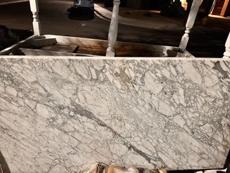 White Marble Table Top with Gray Veining