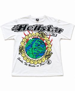 Hellstar Globe Smiley Face T-Shirt 'White'