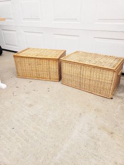 Vintage Bamboo Wicker Storage Chest - $35 Each