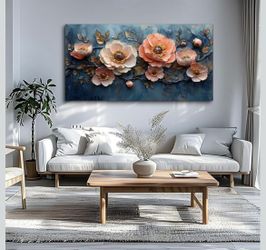 GYJAGHL Flower Wall Art, Pink Flower Plant Painting, Plantr Wall Art Landscape, Natural Flower Pictures, Size 40x20 Inches Ready To Hang.