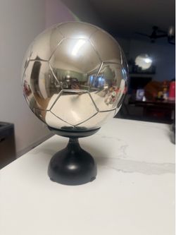 Soccer ball on stand tabletop decor