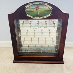 Vintage Old World Golf Club Themed Golf Ball Display Cabinet Hold 22 Balls