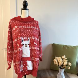 BrandNew: Women's Oversized High Neck Ugly Christmas Sweater Dress with Pockets