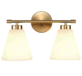 Hamilyeah Gold Bathroom Vanity Light Fixture with Frosted Glass Shade, 2 Ligh...