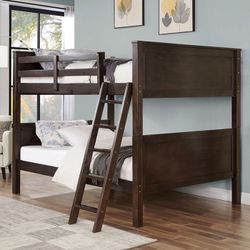 WALNUT FINISH FULL OVER FULL SIZE BUNKBED LITERA MATRIMONIAL
