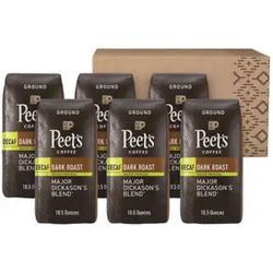 6 PACK - Peet's Coffee Major Dickason's Ground, 10.5 oz Bags, Dark Roast