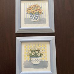 Watercolor Flowers Set Of 2 Pictures