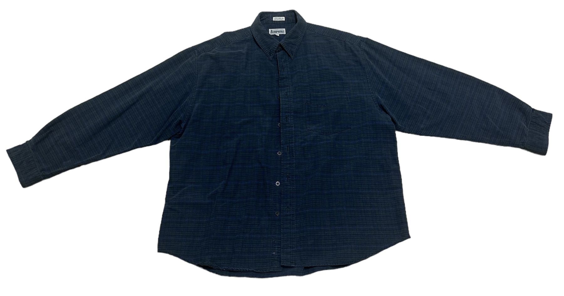 Aeropostale Button Up Shirt Men’s XL Green Blue Plaid Flannel Compagnie Generale