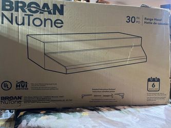 Broan-NuTone 413001 - Campana extractora sin conductos y sin ductos con luces y ventilador de escape para debajo del gabinete, de 30 pulgadas, blanca 