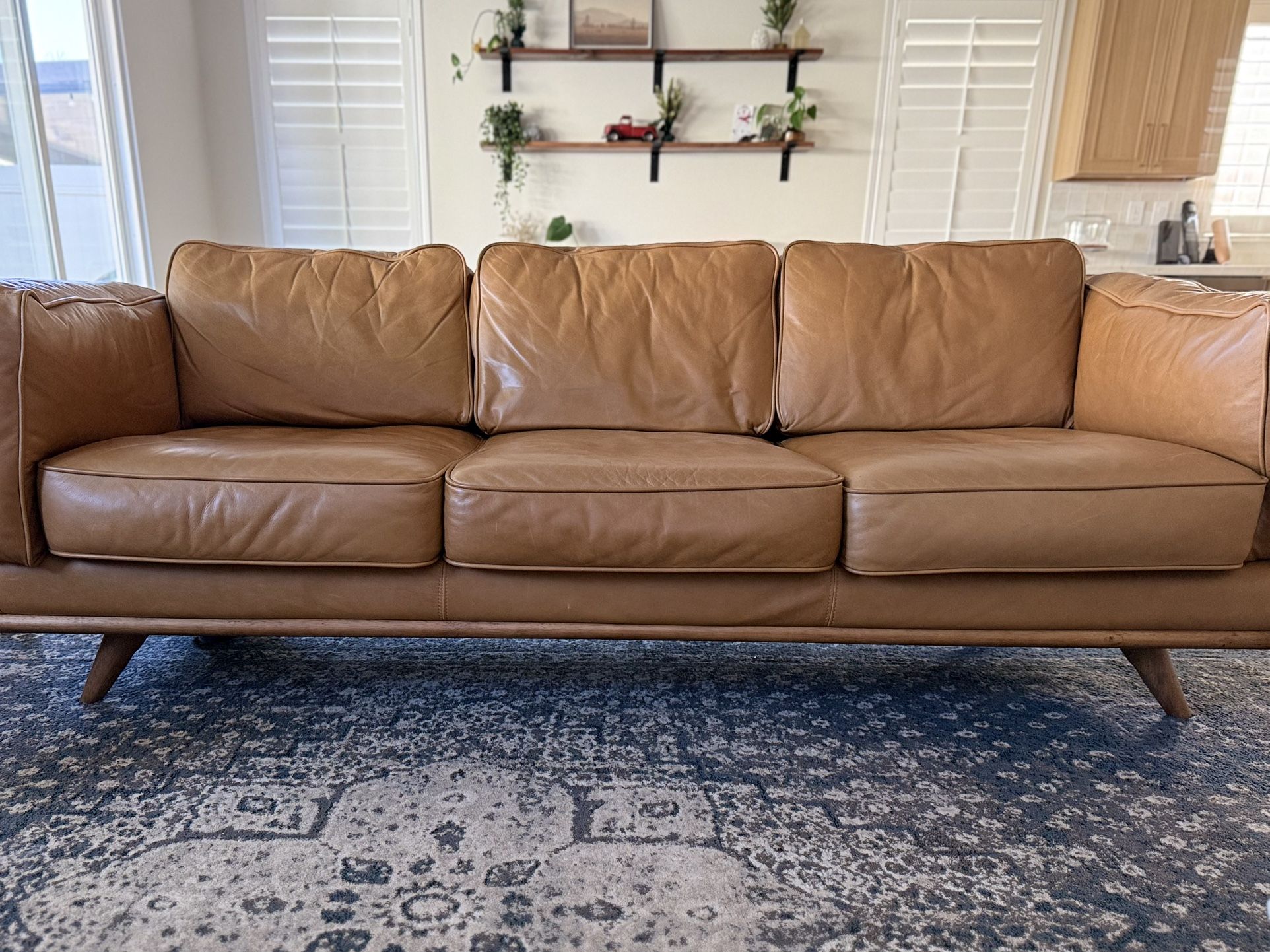 Tan Leather Couch (the “Timber” Sofa By Article)