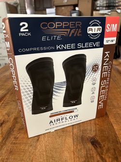 Copper Fit Elite Compression Knee Sleeve Black Small 2-Pack