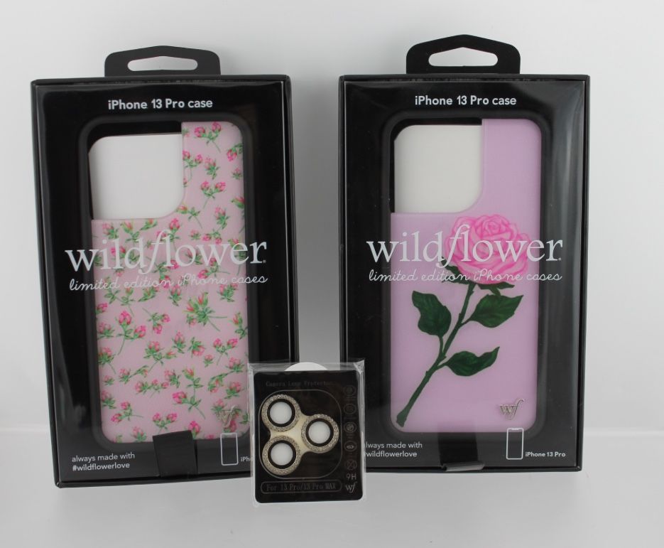 2 Wildflower Phone Cases iPhone 13 Pro & Camera Lenses Protector I’m