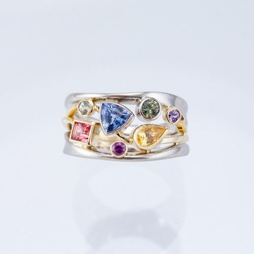 "Multicolor Stones Zircon Stackable Cross Fashion Rings for Women, PD218