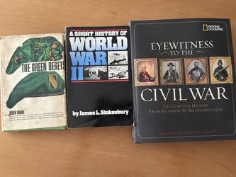 3 War Books.  World War II, Civil War And The Green Berets