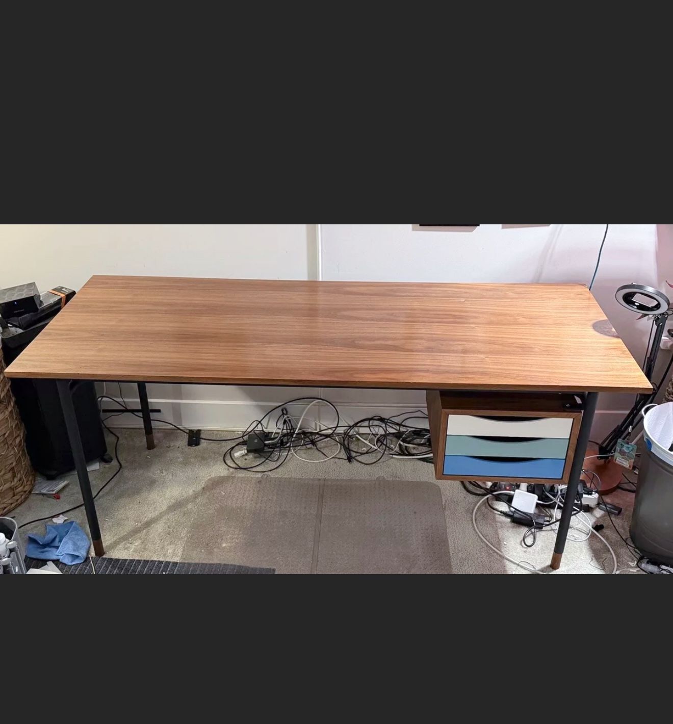 Finn Juhl Nyhavn Mid-Century Modern Desk with 3-Drawer Cabinet