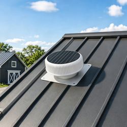 12 Flush Mount Round Solar Roof Vent Fan,30W Dual Power White Attic Exhaust Fan,3-Speed Remote & 25°C Auto Ventilation,1200 CFM,MPPT Controller Solar