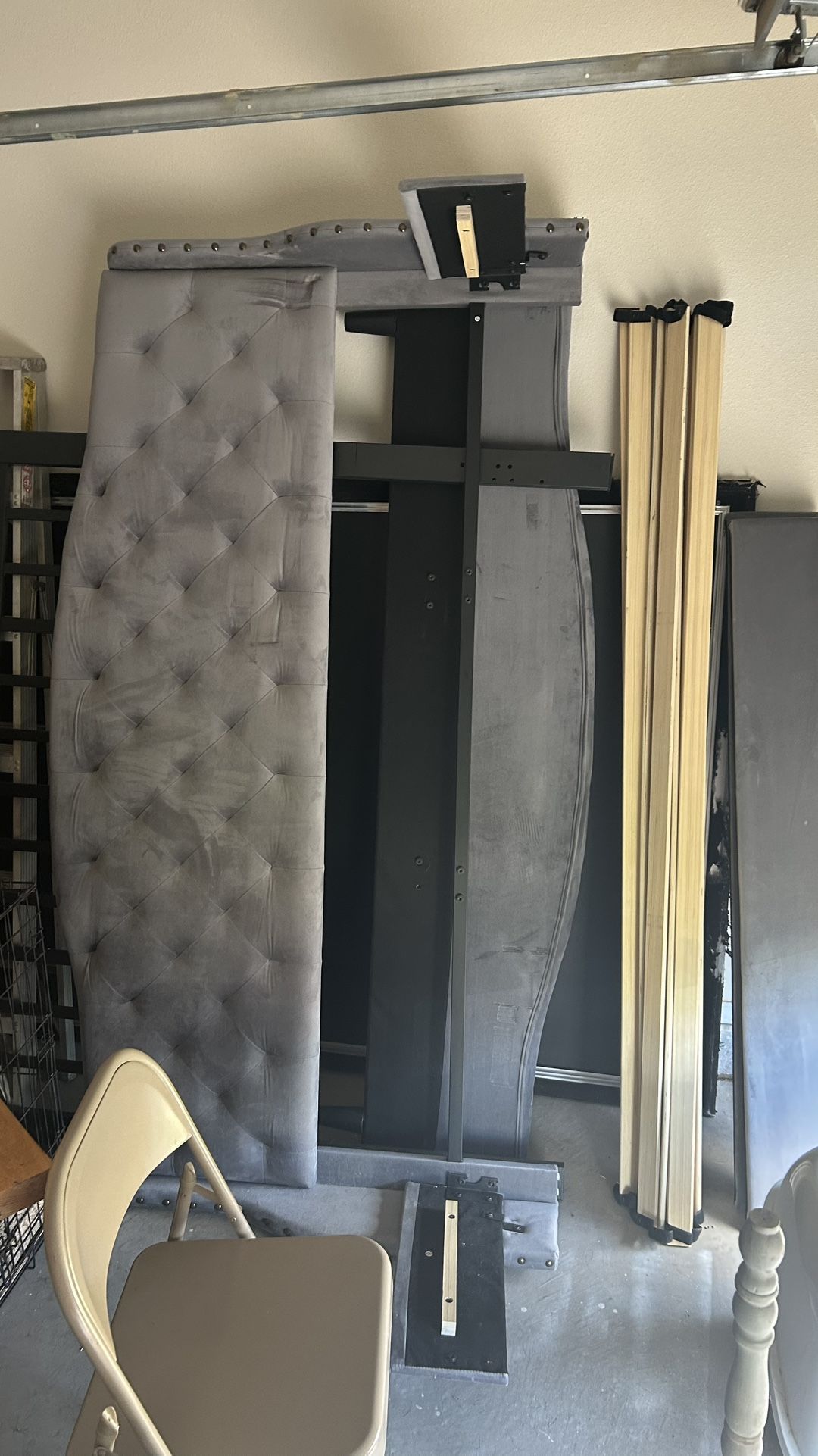 Velvet King Size Bed Frame Head Board And Foot Board Platform Bed