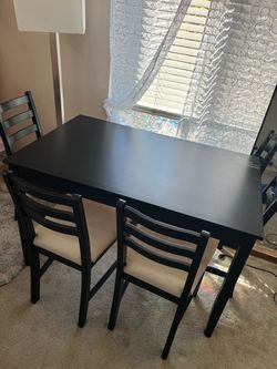 Black Dining Table Set with 4 Chairs