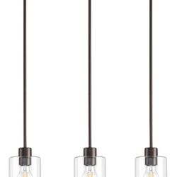 KLSS 3-Pack Oil Rubbed Bronze Pendant Lights Kitchen Island - Clear Glass