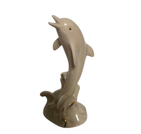 LENOX Dolphin Jumping Figurine - Porcelain with Gold Detail