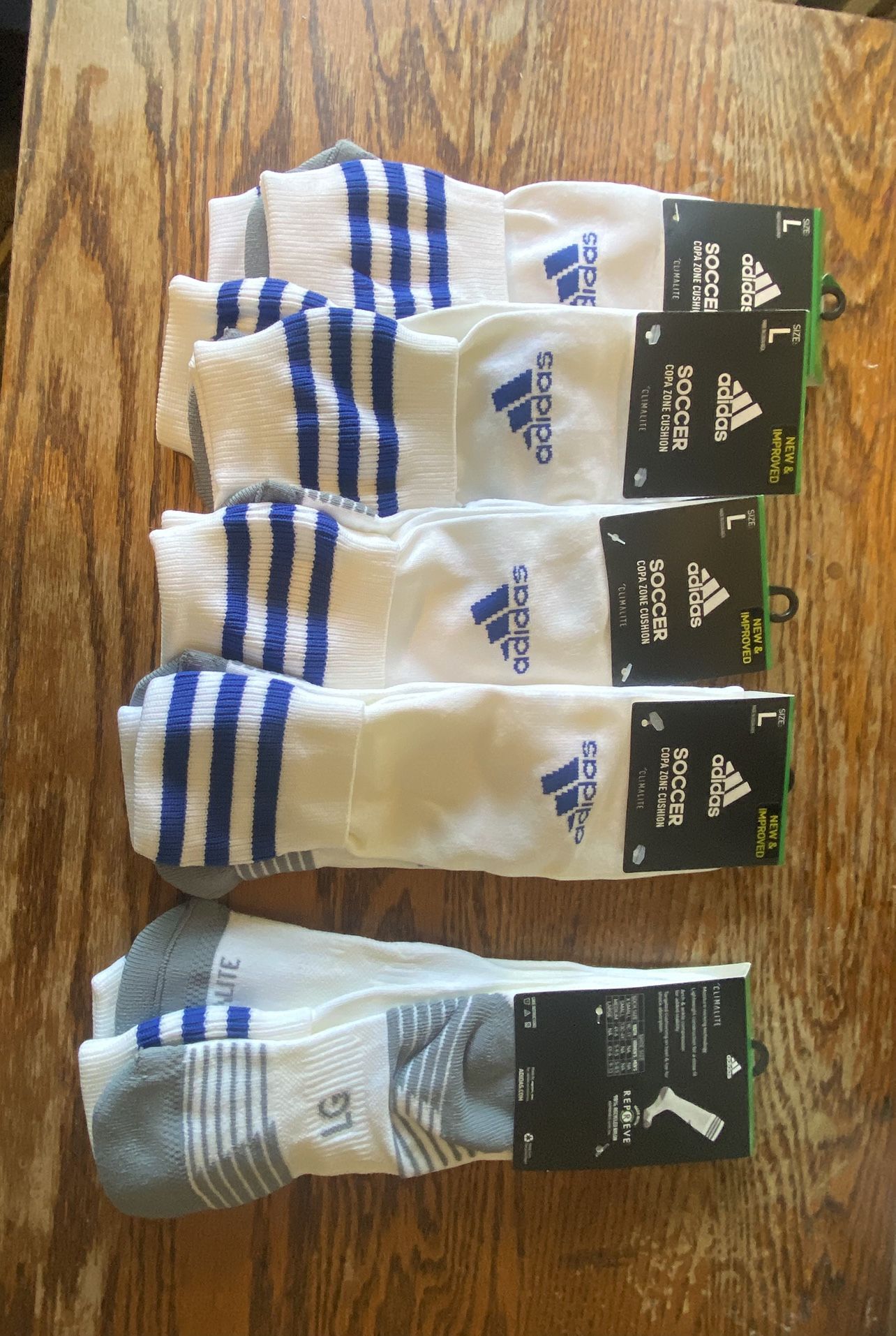 Large Adidas Climate And Cushioned Soccer Socks (5pack)