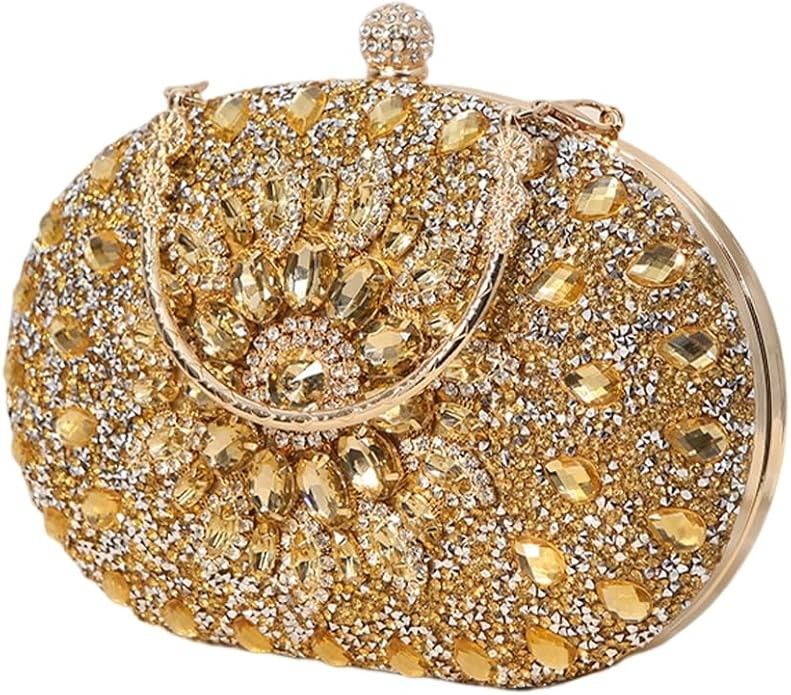 PU Evening Bag for Women, Rhinestone Dumpling Crystal Clutch