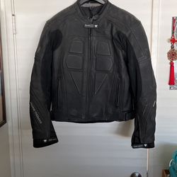 Leather Motorcycle Jacket Men Size 40